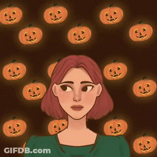 Kawaii Halloween Doll Jack-O'-Lanterns GIF