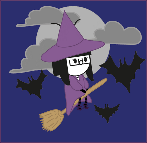 Kawaii Halloween Flying Witch Bats GIF