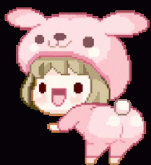 Kawaii Pink Anime Bunny GIF