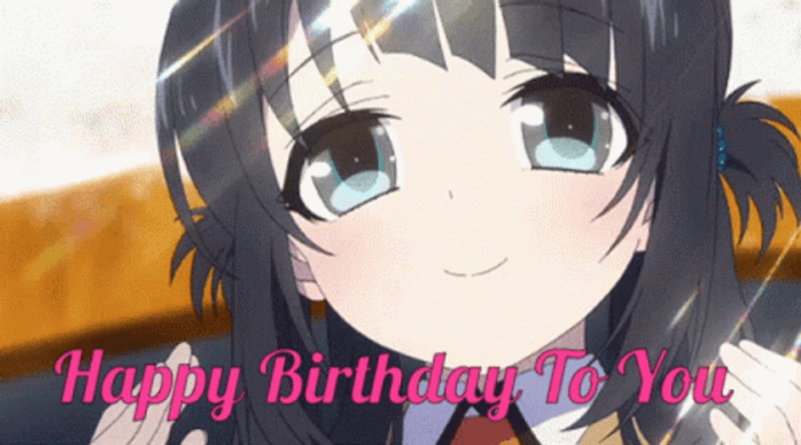 Kawaii School Girl Anime Happy Birthday GIF