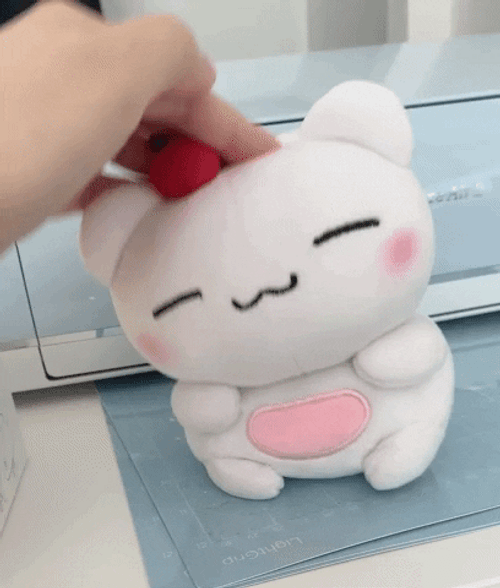 Kawaii White Plushy Cat Smooshed Boing GIF