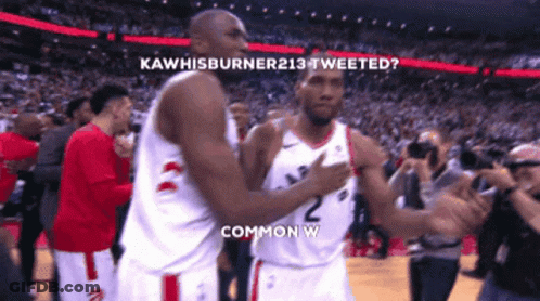 Kawhisburner213 Tweeted A Picture Of Two Basketball Players Hugging GIF