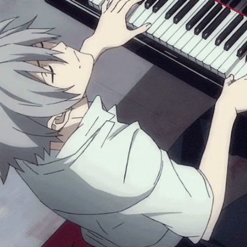 Kaworu Nagisa Playing Piano Looking Up GIF