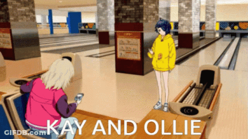 Kay And Ollie At Bottom Of Bowling Alley GIF