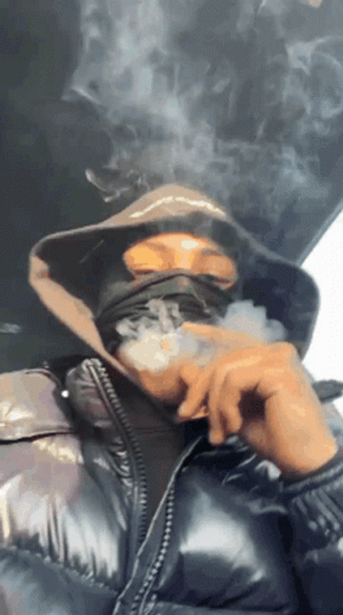 Kay Flock Smoking With Mask GIF