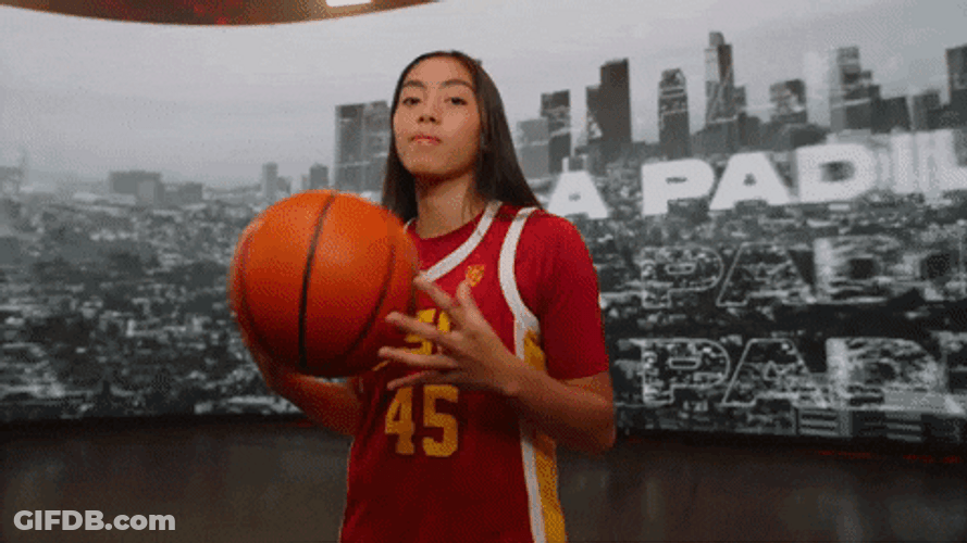 Kayla Padilla Usc Gesturing Peace While Holding Ball GIF
