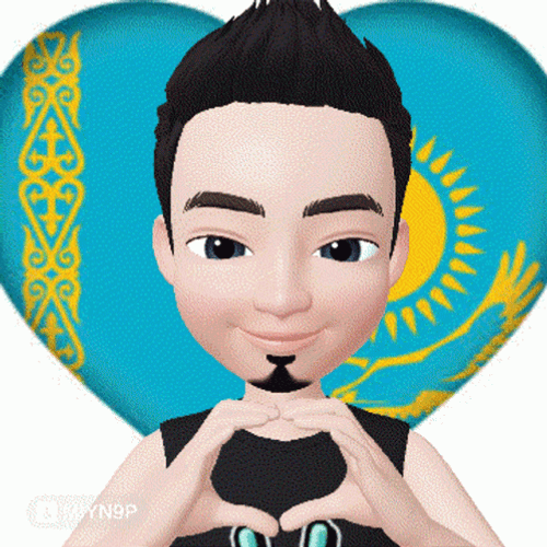 Kazakhstan Man Avatar Heart Sign GIF