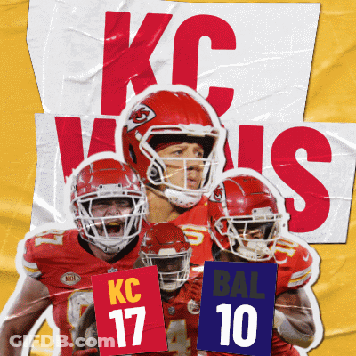 KC Football Players Holding Signs 17 And 10 GIF