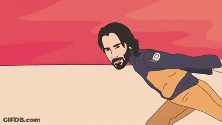 Keanu Reeves Face Naruto Running Meme GIF