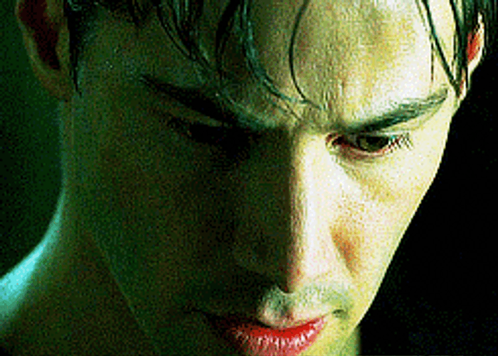 Keanu Reeves Neo Looking Up In The Matrix GIF