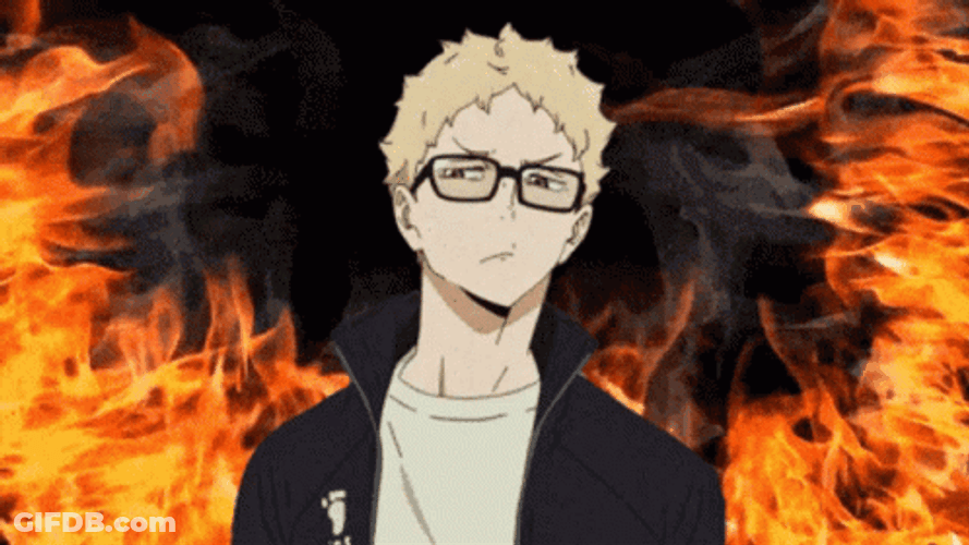 Kei Tsukishima Animated Fire GIF