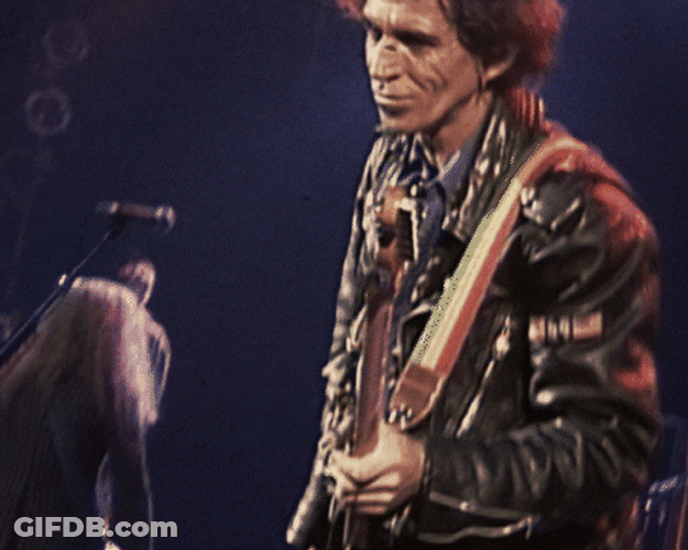 Keith Richards Smiling Playing Guitar Rolling Stones GIF