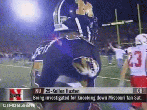 Kellen Huston Investigated For Knocking Down Missouri Fan GIF