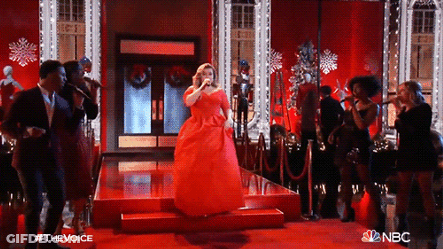 Kelly Clarkson In Red Dress Singing GIF