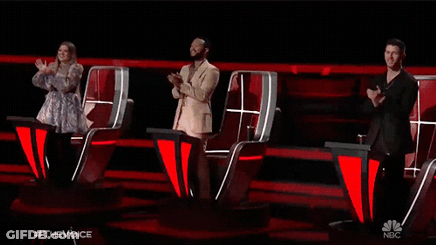 Kelly Clarkson With Nick Jonas And John Legend GIF