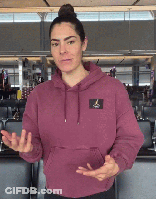 Kelsey Plum Wearing Violet Hoodie GIF