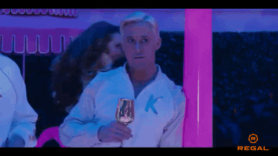 Ken Actor Ryan Gosling Observing Barbie Movie GIF
