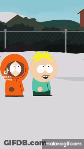 Kenny And Butters Standing On Snowy Field GIF