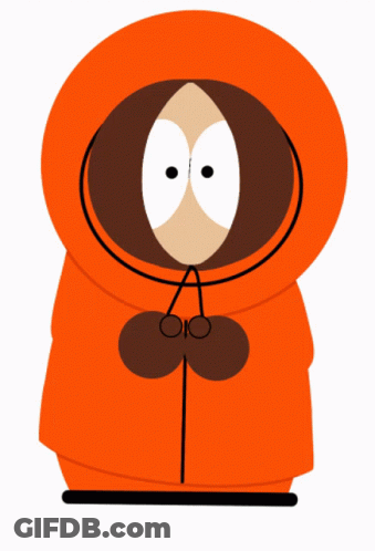 Kenny From South Park In Orange Hoodie And Glasses GIF