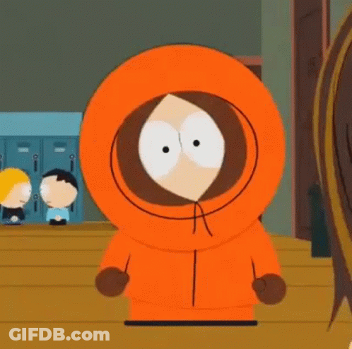Kenny From South Park In Orange Hoodie At Locker Room GIF