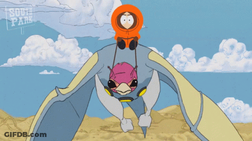 Kenny From South Park Riding Dinosaur GIF