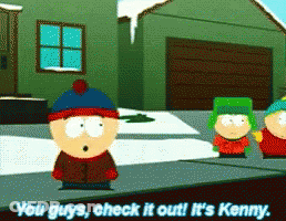 Kenny From South Park Surrounded By Piranhas GIF