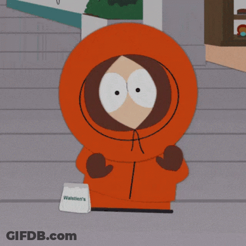 Kenny Holding Walstien's Bag GIF
