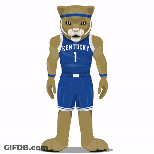 Kentucky Basketball Mascot In Blue Jersey And Shorts GIF