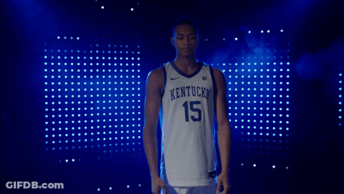 Kentucky Basketball Player In Front Of Blue Backdrop GIF