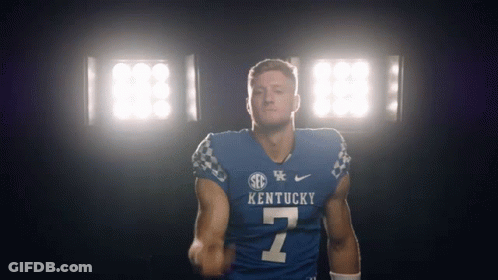 Kentucky Football Player In Blue Jersey Number 7 GIF