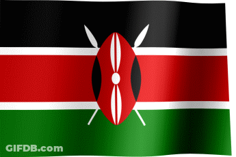 Kenyan Flag With Red White Green Shield GIF
