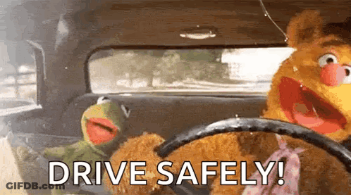 Kermit And Fozzie Driving Car Drive Safely GIF