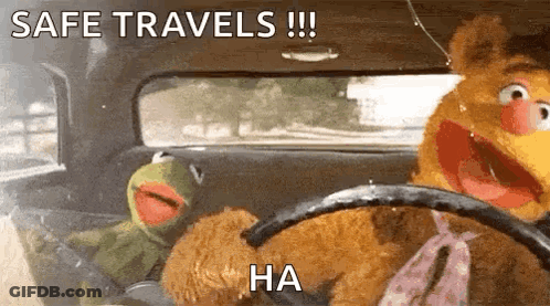 Kermit And Fozzie Driving Safe Travels GIF