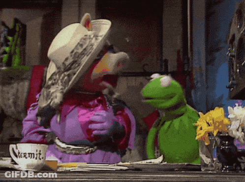 Kermit And Miss Piggy At Table GIF