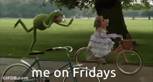 Kermit And Miss Piggy Riding Bicycles GIF