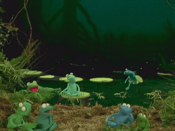 Kermit Dancing In The Pond GIF