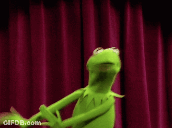 Kermit Dancing With Red Curtain As Background GIF