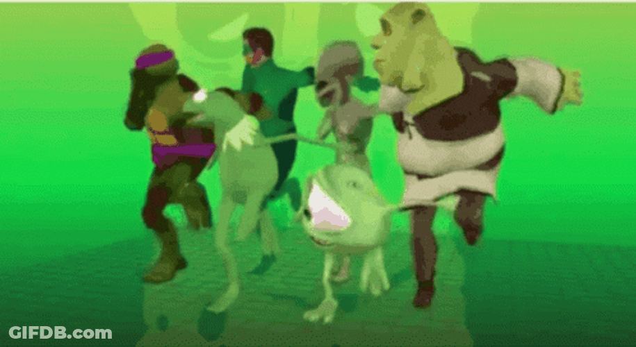 Kermit Dancing With Shrek GIF
