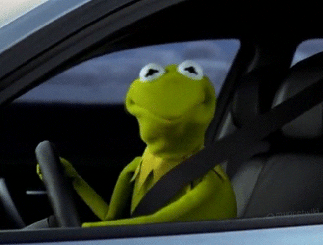 Kermit Driving Car GIF