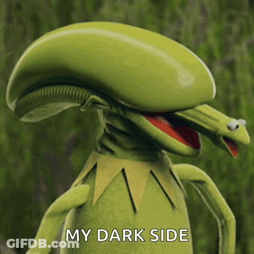 Kermit Frog Alien Head Says My Dark Side GIF