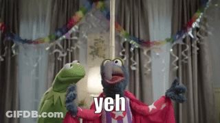 Kermit The Frog And Elmer Fudd From The Muppets Are Standing Next To Each Other In A Living Room . GIF