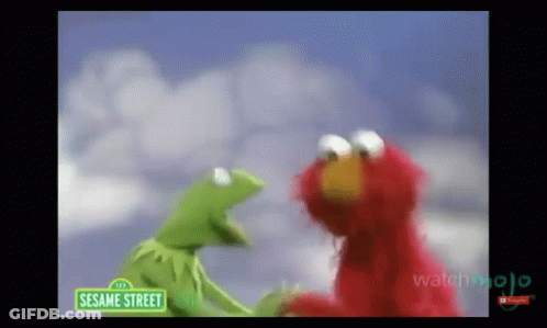Kermit The Frog And Elmo Standing Together GIF