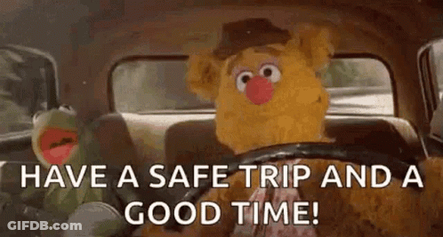 Kermit The Frog And Fozzie Bear Driving Car GIF