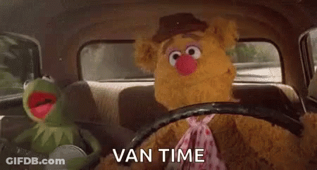 Kermit The Frog And Fozzie Bear Driving In Car GIF
