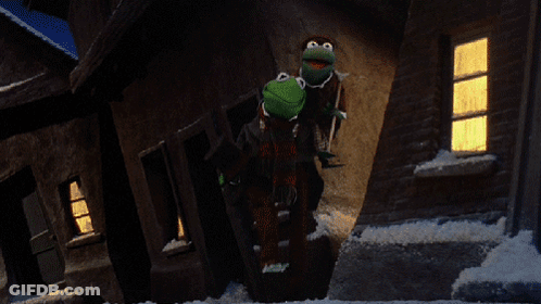 Kermit The Frog And Gingerbread Man Walking GIF