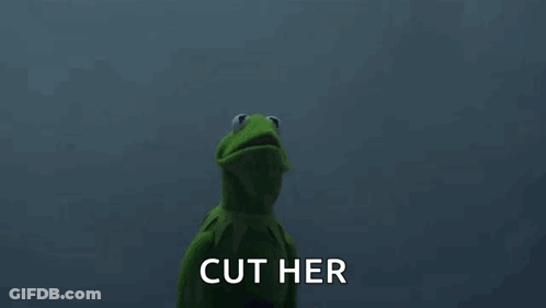 Kermit The Frog And Grim Reaper Are Standing Next To Each Other In The Dark And The Grim Reaper Is Saying `` Cut Her '' GIF
