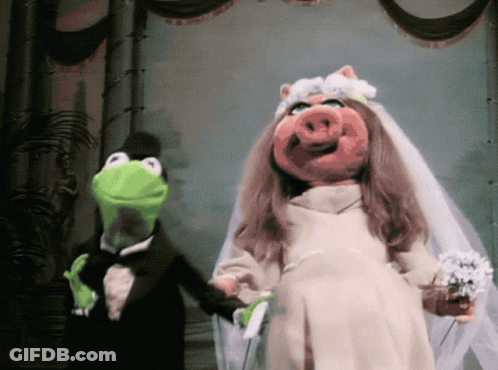 Kermit The Frog And Miss Piggy Bride And Groom GIF