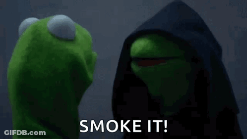 Kermit The Frog And Muppet In Hood Saying Smoke It GIF