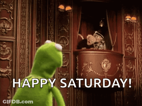 Kermit The Frog At Podium Saying Happy Saturday GIF