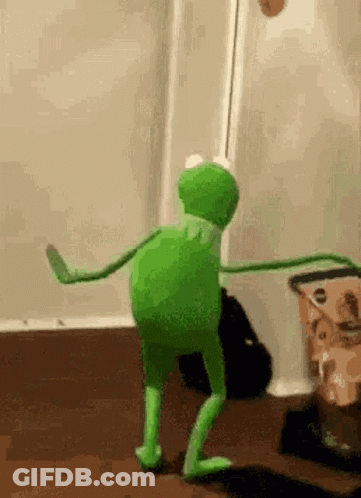 Kermit The Frog Dancing In Front Of A Door GIF
